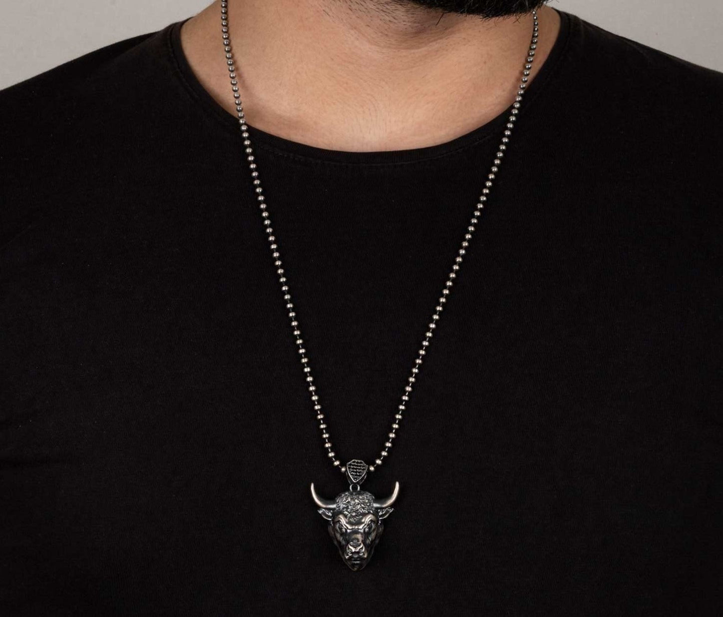 Zyan Gems | Unique Designed Angry Bull Head Pendant for Taurus Zodiac for Men |  Sterling Silver Oxidized Pendant