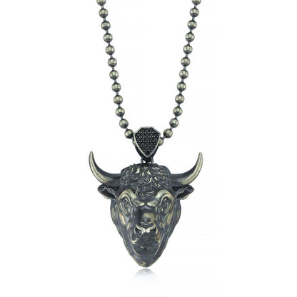 Zyan Gems | Unique Designed Angry Bull Head Pendant for Taurus Zodiac for Men |  Sterling Silver Oxidized Pendant
