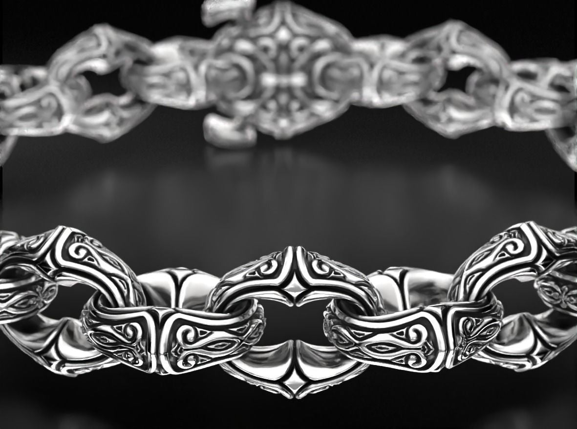 Zyan Gems | Unique Real Biker Bracelet for Men |  Sterling Silver Bracelet