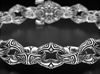 Zyan Gems | Unique Real Biker Bracelet for Men |  Sterling Silver Bracelet