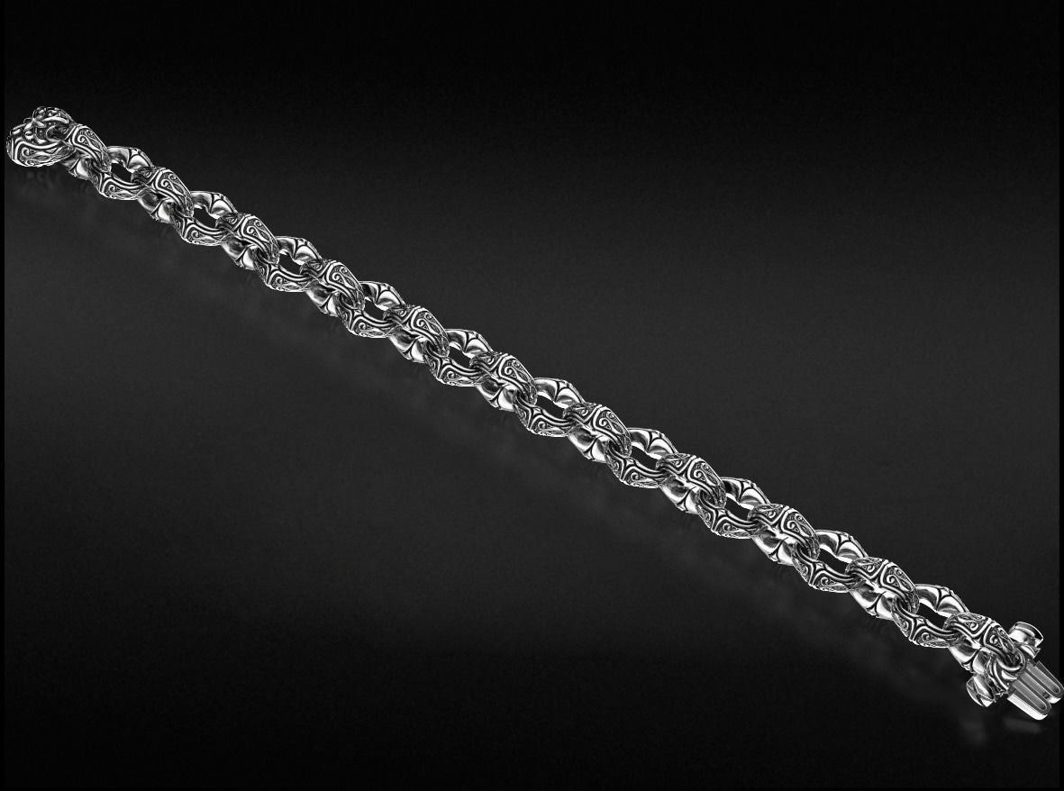 Zyan Gems | Unique Real Biker Bracelet for Men |  Sterling Silver Bracelet