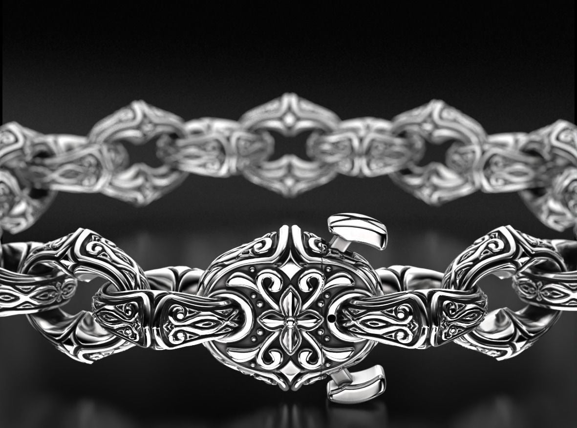 Zyan Gems | Unique Real Biker Bracelet for Men |  Sterling Silver Bracelet
