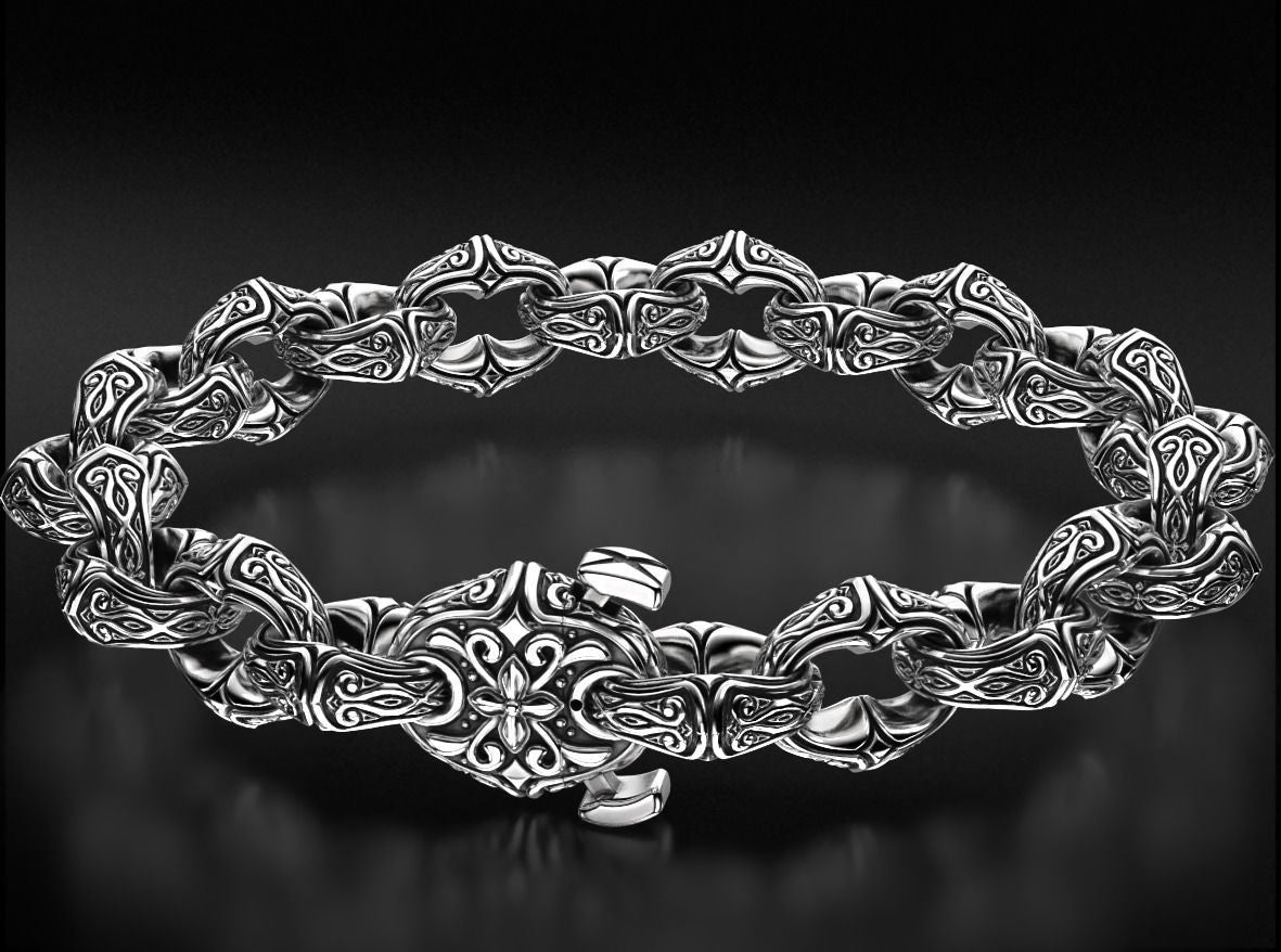 Zyan Gems | Unique Real Biker Bracelet for Men |  Sterling Silver Bracelet