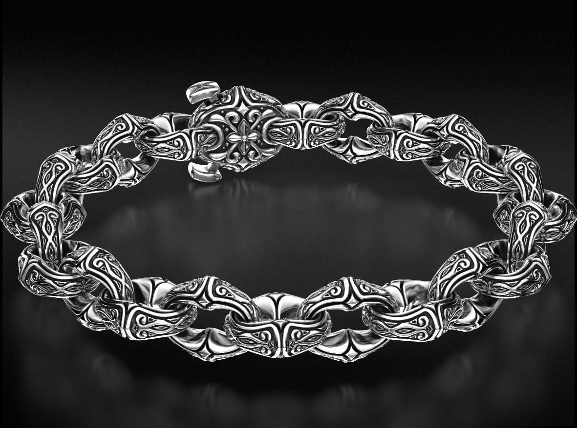 Zyan Gems | Unique Real Biker Bracelet for Men |  Sterling Silver Bracelet