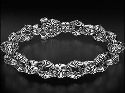 Zyan Gems | Unique Real Biker Bracelet for Men |  Sterling Silver Bracelet