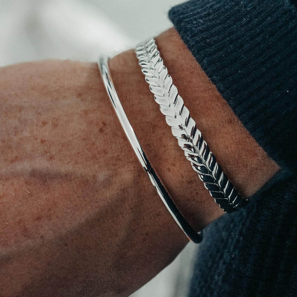 Zyan Gems | Adjustable Leaf Style Bangle/kadaa/Handcuff for Men & Boys |  Sterling Silver Bracelet