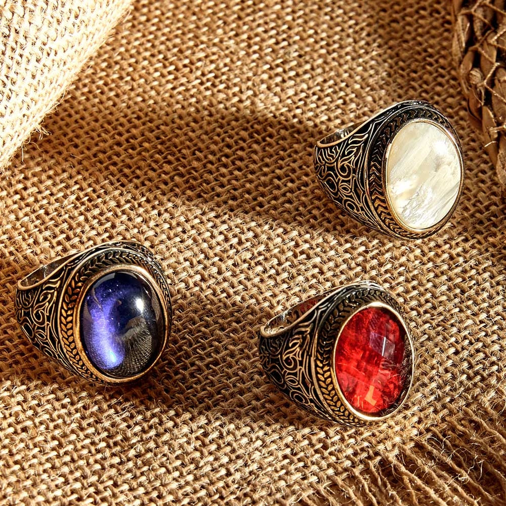 Zyan Gems | Unique Turkish Style Ring with Blue S Sapphire |  Sterling Silver Oxidized Ring