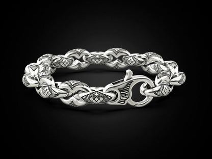 Zyan Gems | Unique Real Biker Bracelet for Men |  Sterling Silver Bracelet