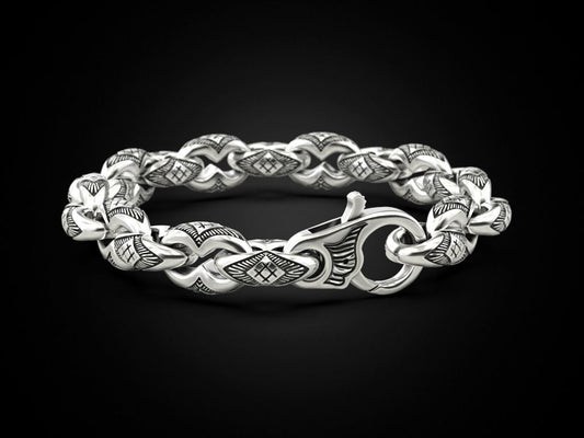 Zyan Gems | Unique Real Biker Bracelet for Men |  Sterling Silver Bracelet