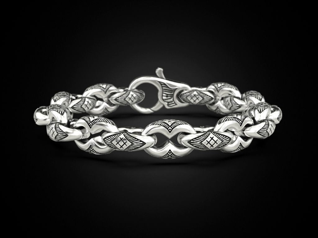 Zyan Gems | Unique Real Biker Bracelet for Men |  Sterling Silver Bracelet