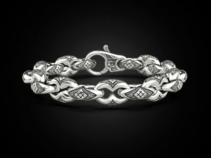 Zyan Gems | Unique Real Biker Bracelet for Men |  Sterling Silver Bracelet