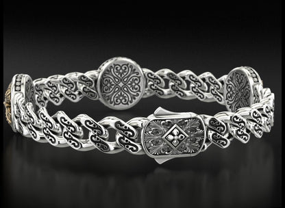 Zyan Gems | Unique Antique Cross Designed Bracelet for Men |  Oxidized Silver Bracelet