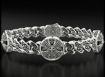 Zyan Gems | Unique Antique Cross Designed Bracelet for Men |  Oxidized Silver Bracelet