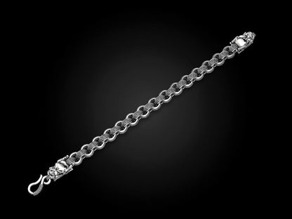 Unique Two Headed Dragon Bracelet for Men |  Sterling Silver Bracelet