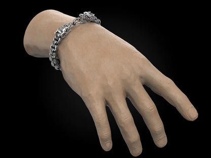 Unique Two Headed Dragon Bracelet for Men |  Sterling Silver Bracelet