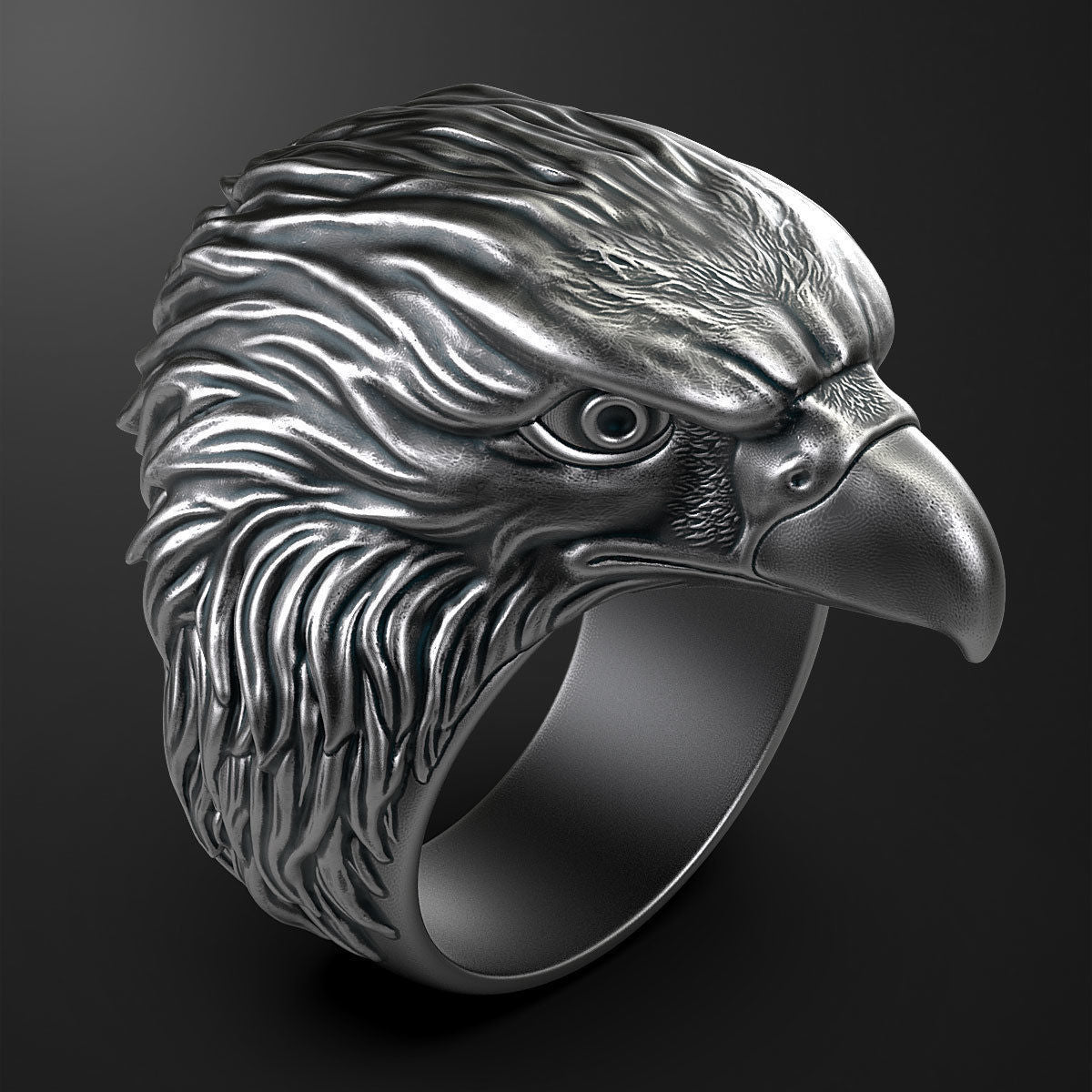 Zyan Gems | Unique Designed Eagle Ring |  Sterling Silver Oxidized Ring