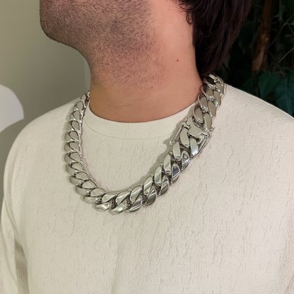 25mm Wide Solid Miami Cuban Link Chain |  Sterling Silver Chain