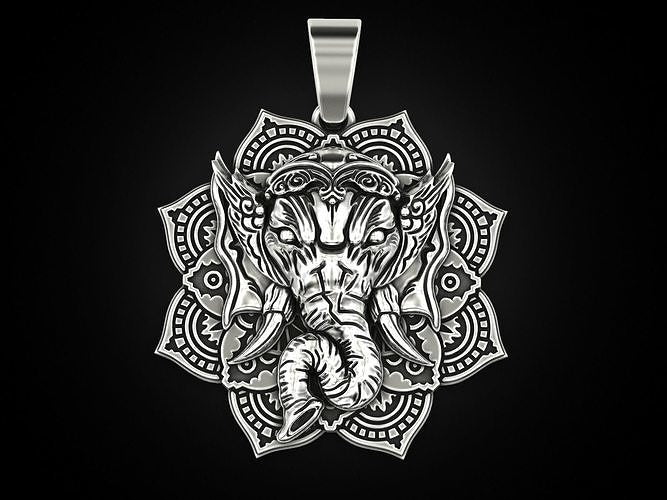 Zyan Gems | Unique Designed Ganesha Pendant |  Sterling Silver Oxidized Pendant