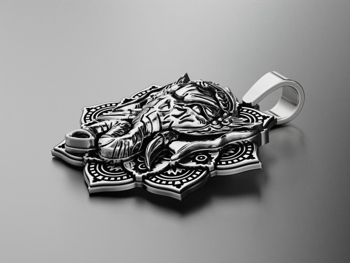 Zyan Gems | Unique Designed Ganesha Pendant |  Sterling Silver Oxidized Pendant
