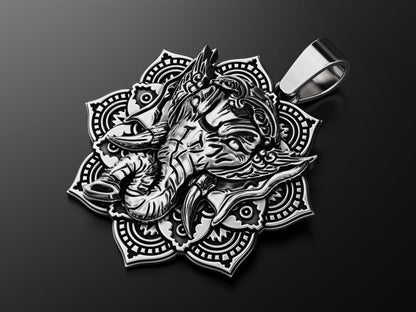 Zyan Gems | Unique Designed Ganesha Pendant |  Sterling Silver Oxidized Pendant