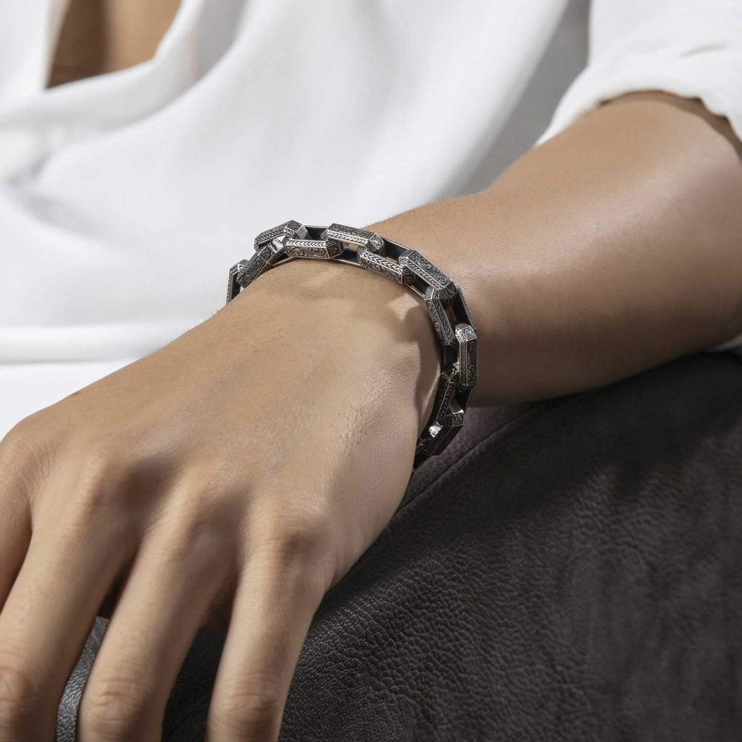 13mm wide, Unique Vintage Artistry Ancient Oxidized Bracelet |  Sterling Silver Bracelet