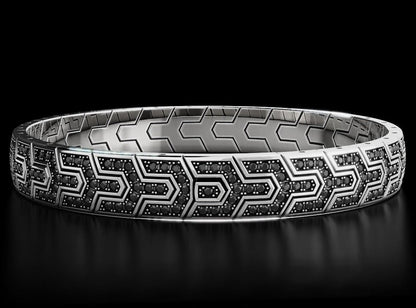 Zyan Gems | Classy Black Iced Bracelet for Men |  Silver Bracelet