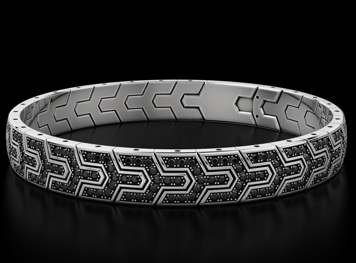 Zyan Gems | Classy Black Iced Bracelet for Men | 925 Silver Bracelet Jewelry Authenticity and 925