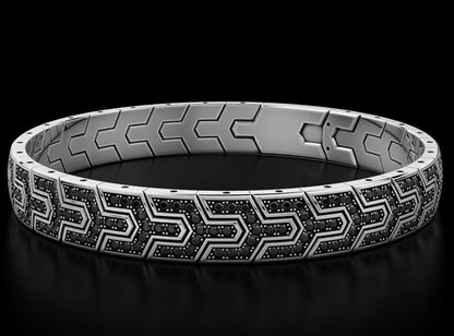 Zyan Gems | Classy Black Iced Bracelet for Men | 925 Silver Bracelet Jewelry Authenticity and 925