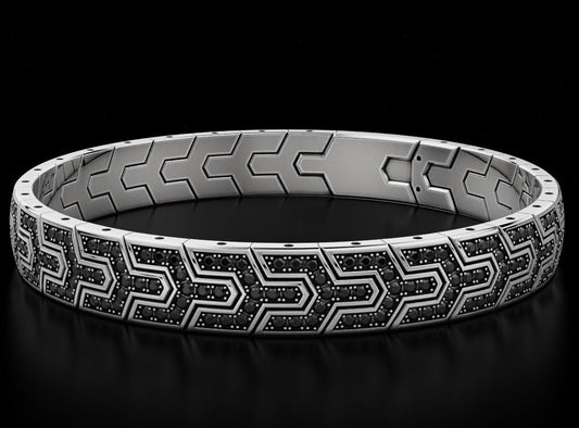 Zyan Gems | Classy Black Iced Bracelet for Men | 925 Silver Bracelet Jewelry Authenticity and 925