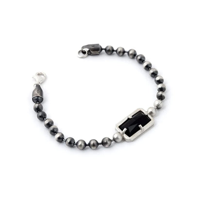Zyan Gems |  Natural Black Onyx Bracelet for Men |  Sterling Silver Bracelet