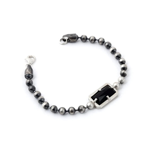 Zyan Gems |  Natural Black Onyx Bracelet for Men |  Sterling Silver Bracelet