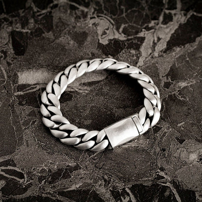 Zyan Gems | 16mm Wide Matt Finish Solid Miami Cuban Link Bracelet  Sterling Silver Bracelet