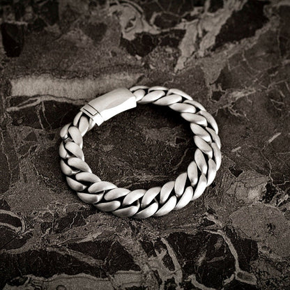 Zyan Gems | 16mm Wide Matt Finish Solid Miami Cuban Link Bracelet  Sterling Silver Bracelet