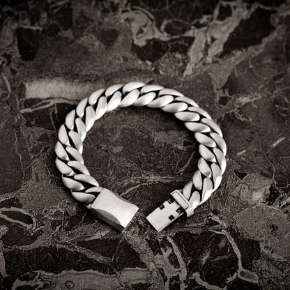 Zyan Gems | 16mm Wide Matt Finish Solid Miami Cuban Link Bracelet  Sterling Silver Bracelet