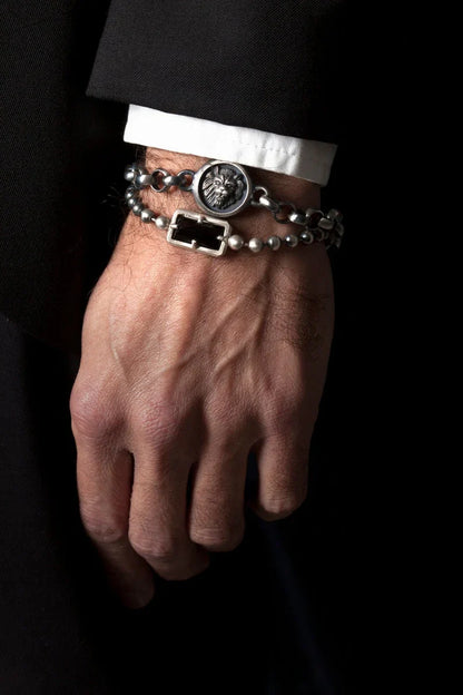 Zyan Gems |  Natural Black Onyx Bracelet for Men |  Sterling Silver Bracelet