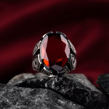Zyan Gems | Unique Turkish Style Ring with Natural Gomed |  Sterling Silver Oxidized Ring