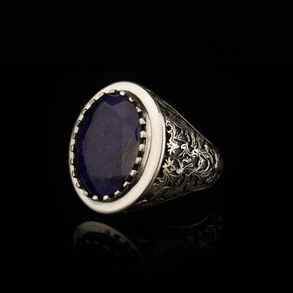 Zyan Gems | Unique Designed Turkish Style Ring with S Sapphire,  Sterling Silver Oxidized Ring