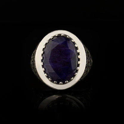 Zyan Gems | Unique Designed Turkish Style Ring with S Sapphire,  Sterling Silver Oxidized Ring