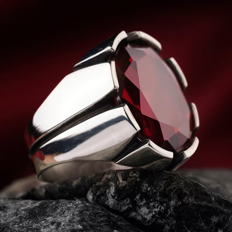 Zyan Gems | Unique Turkish Style Ring with Natural Gomed |  Sterling Silver Oxidized Ring