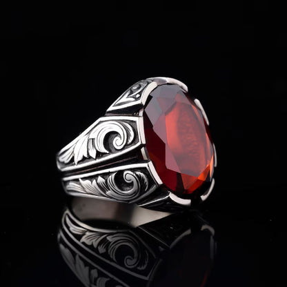 Zyan Gems | Unique Turkish Style Ring with Natural Gomed |  Sterling Silver Oxidized Ring