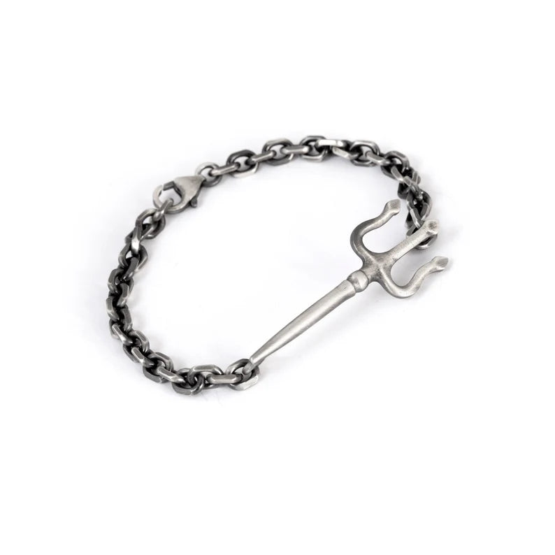 Zyan Gems | Unique Trishul Symbol Bracelet For Men |  Sterling Silver Oxidized Bracelet