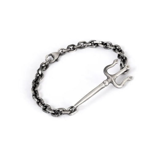 Zyan Gems | Unique Trishul Symbol Bracelet For Men |  Sterling Silver Oxidized Bracelet