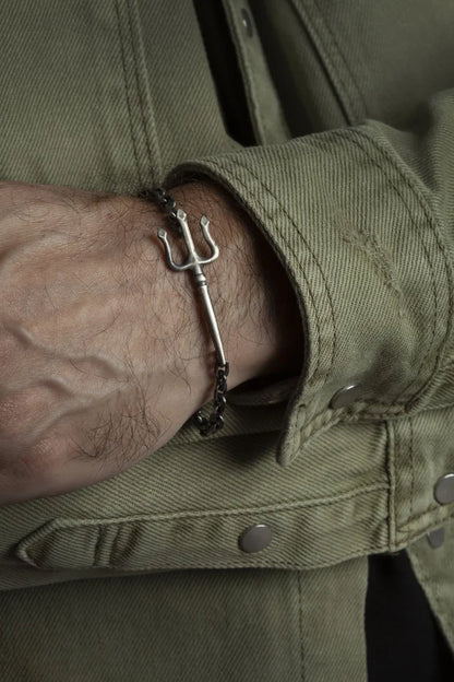 Zyan Gems | Unique Trishul Symbol Bracelet For Men | 925 Sterling Silver Oxidized Bracelet Jewelry Authenticity and 925