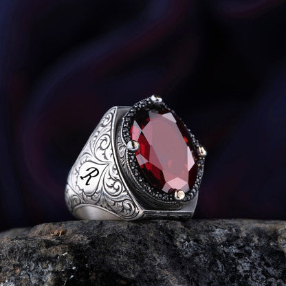 Zyan Gems | Unique Custom Name Style Ring with Natural Gomed |  Sterling Silver Oxidized Ring