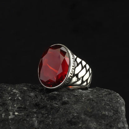 Zyan Gems | Unique Turkish Style Ring with Natural Gomed |  Sterling Silver Oxidized Ring