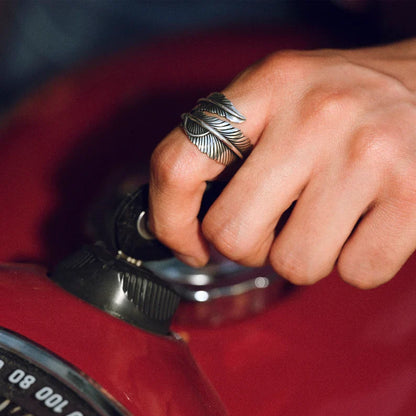 Zyan Gems | Exclusive Feather Style Signet Ring for Men, Oxidized Sterling Silver  Ring | Jewellery for Men