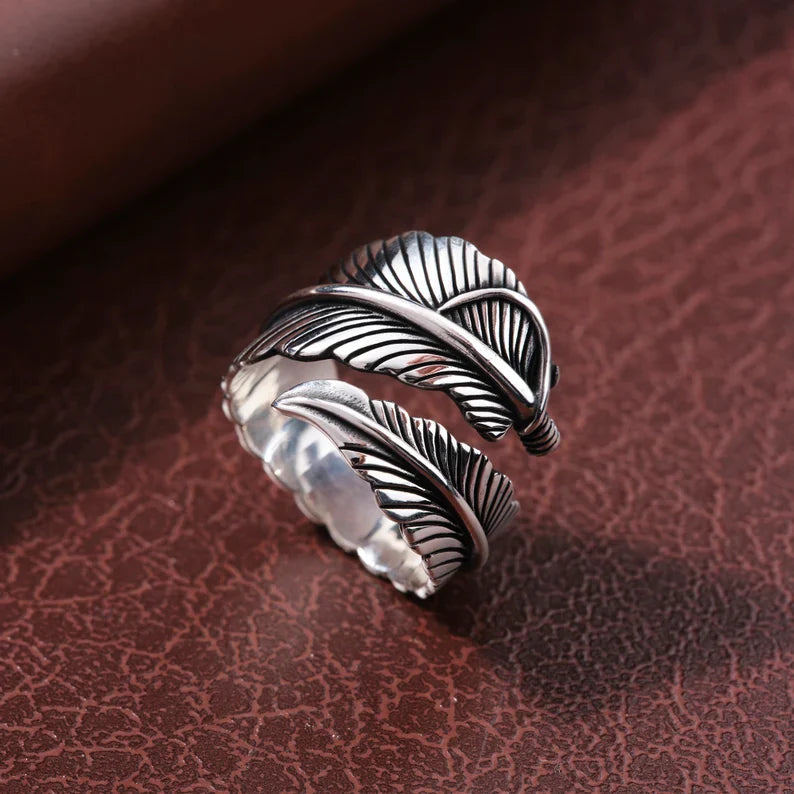 Zyan Gems | Exclusive Feather Style Signet Ring for Men, Oxidized Sterling Silver  Ring | Jewellery for Men