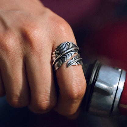 Zyan Gems | Exclusive Feather Style Signet Ring for Men, Oxidized Sterling Silver  Ring | Jewellery for Men