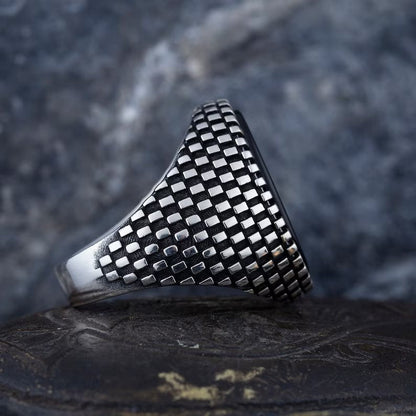 Zyan Gems | Classic Signet Ring with Natural Black Onyx |  Sterling Silver Ring