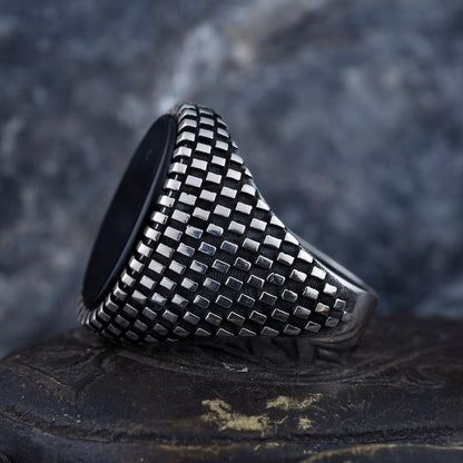 Zyan Gems | Classic Signet Ring with Natural Black Onyx |  Sterling Silver Ring